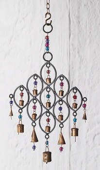 Recycled Wind Chime with Glass Beads and Bells Fair Trade